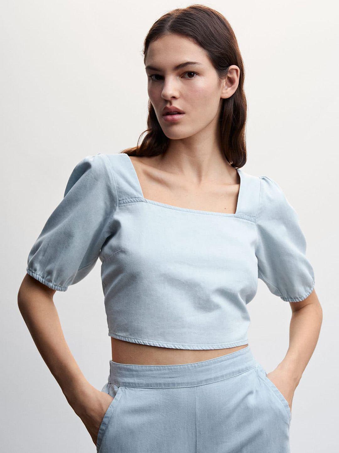 mango cotton styled back crop top