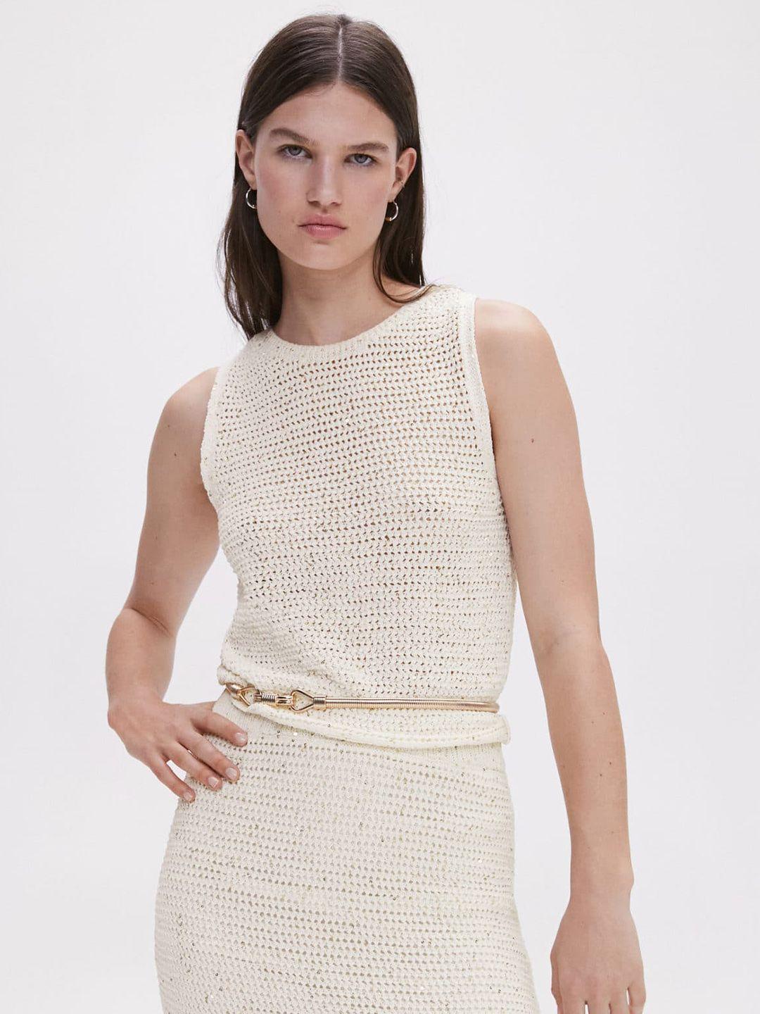 mango crochet sequined top