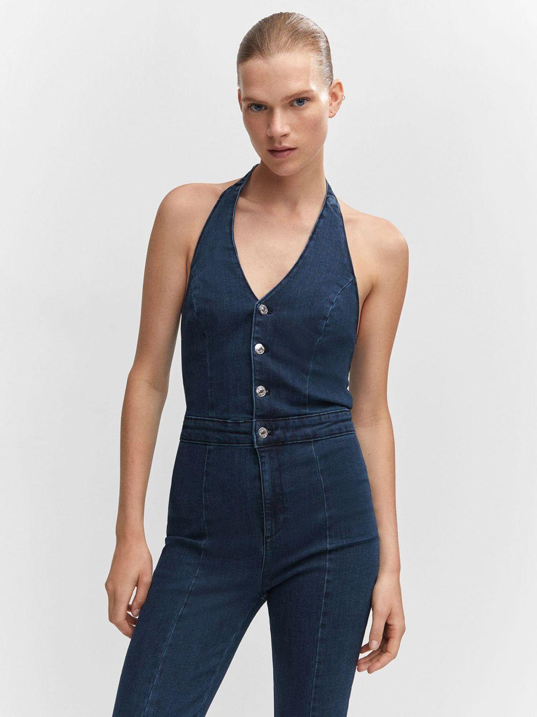 mango denim basic jumpsuit