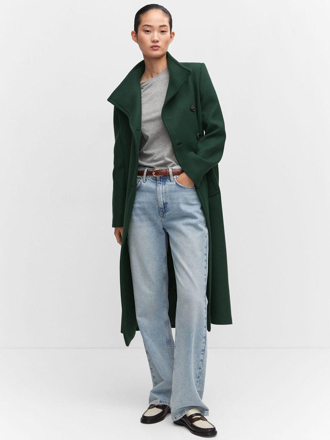 mango double-breasted longline trench coat with belt