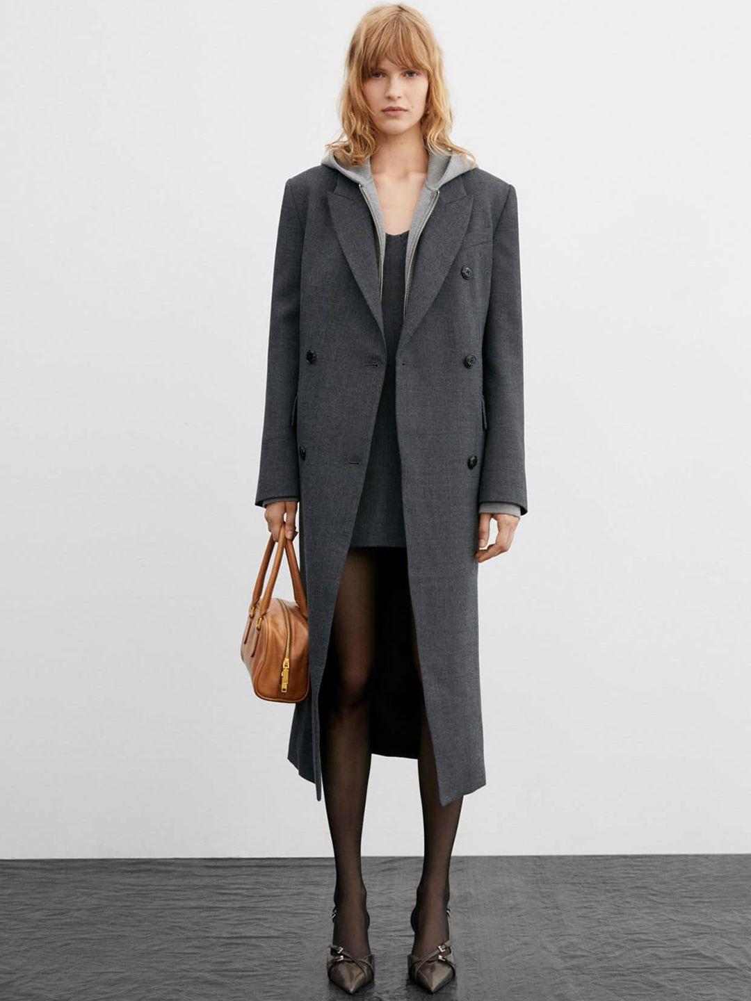 mango double-breasted wool longline overcoat