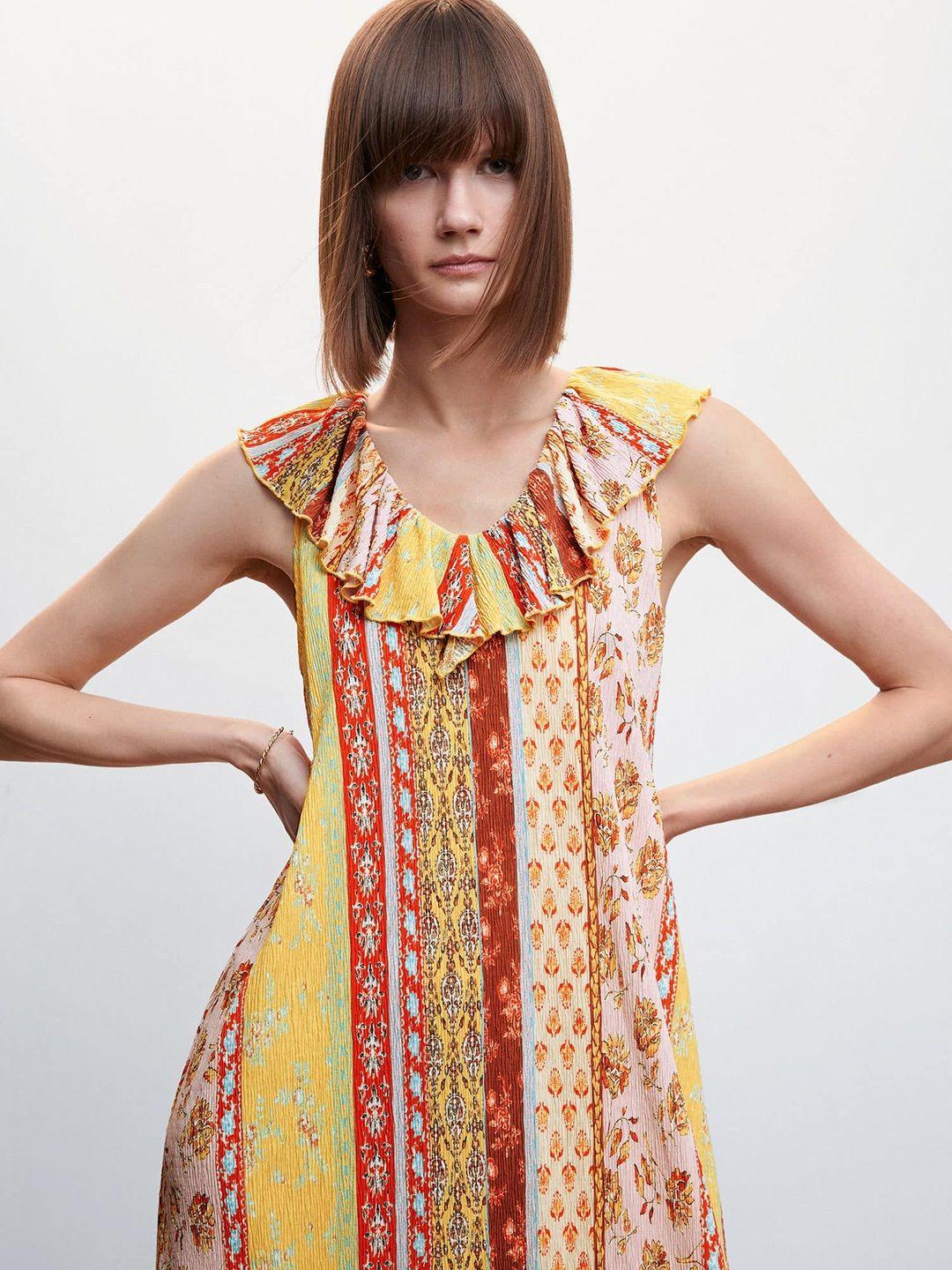 mango ethnic motifs a-line sustainable midi dress