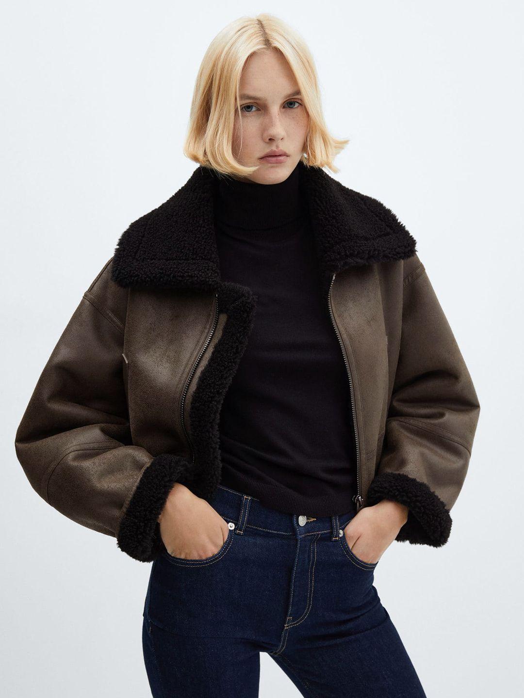 mango faux fur detail double-sided tailored jacket