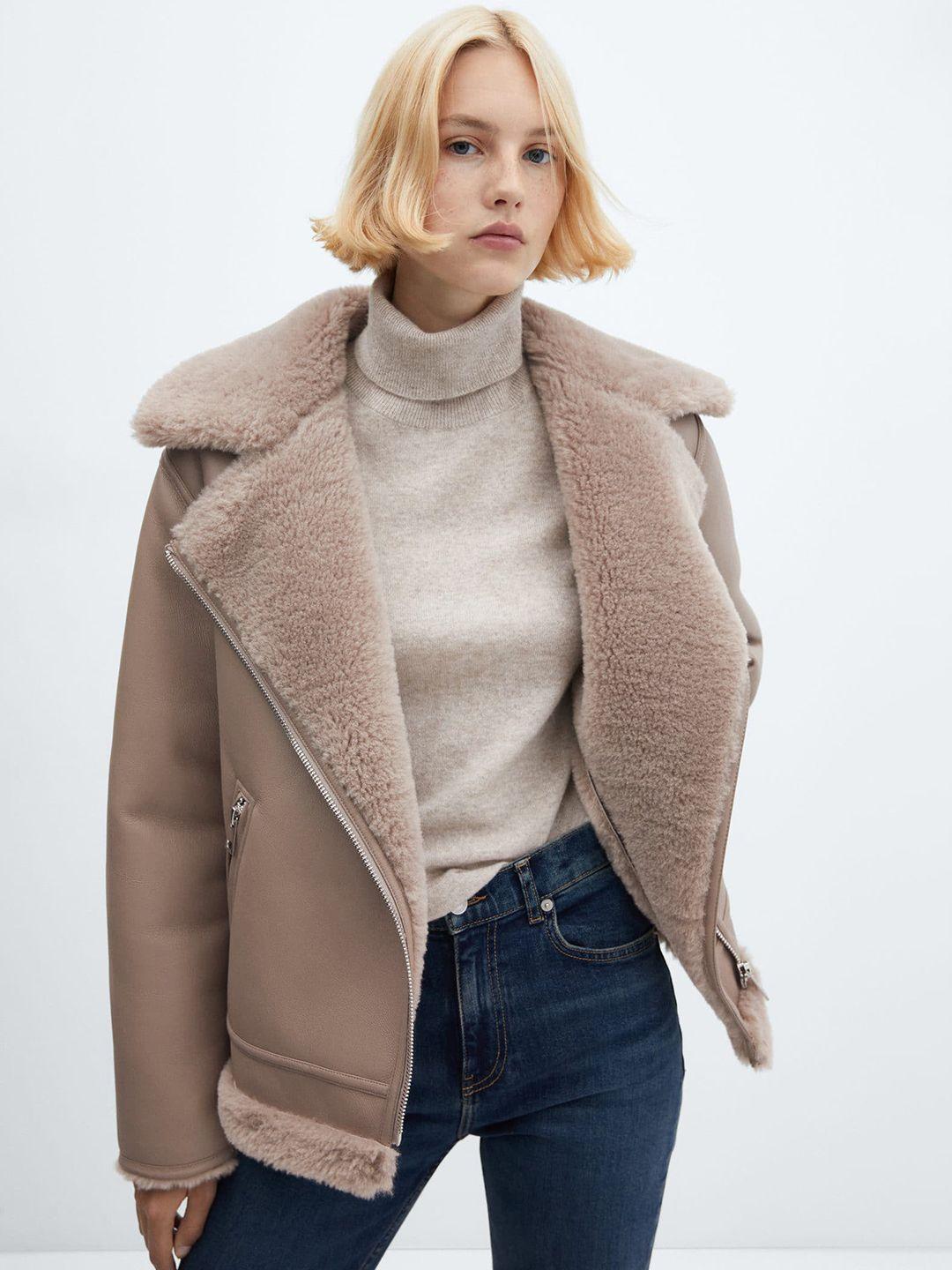 mango faux shearling-lined tailored jacket