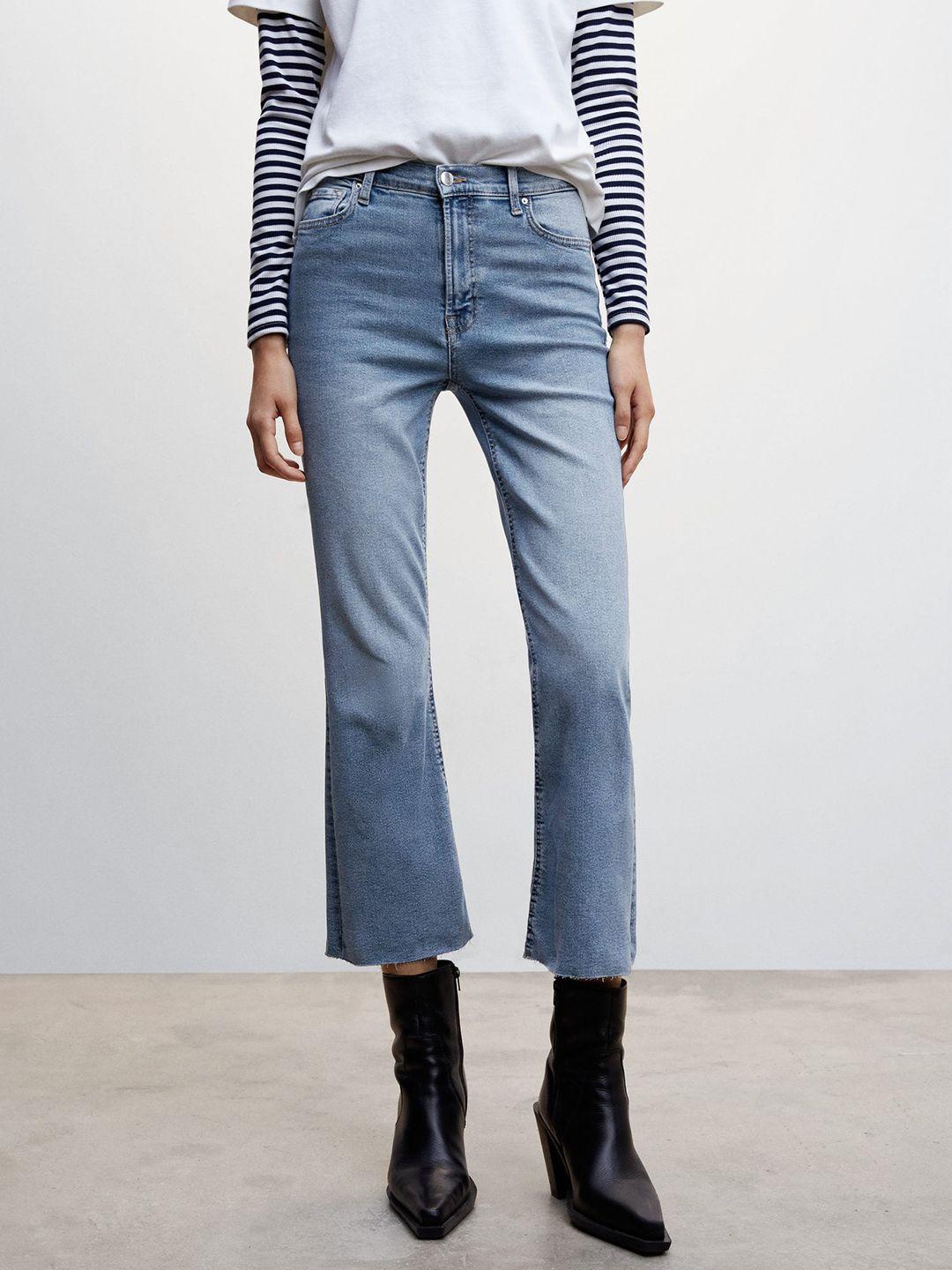 mango flared high-rise light fade stretchable cropped  jeans