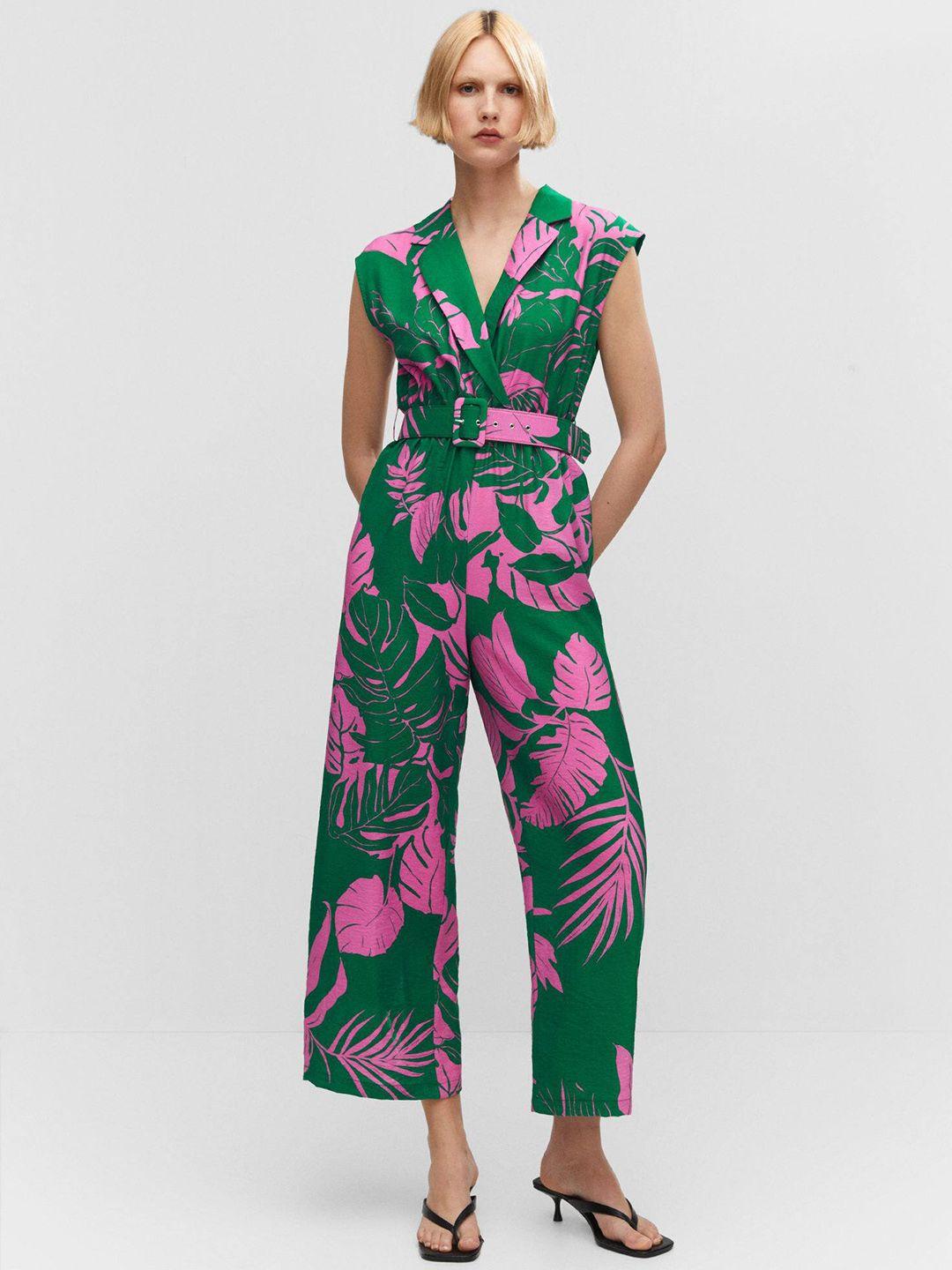 mango floral print basic jumpsuit with belt