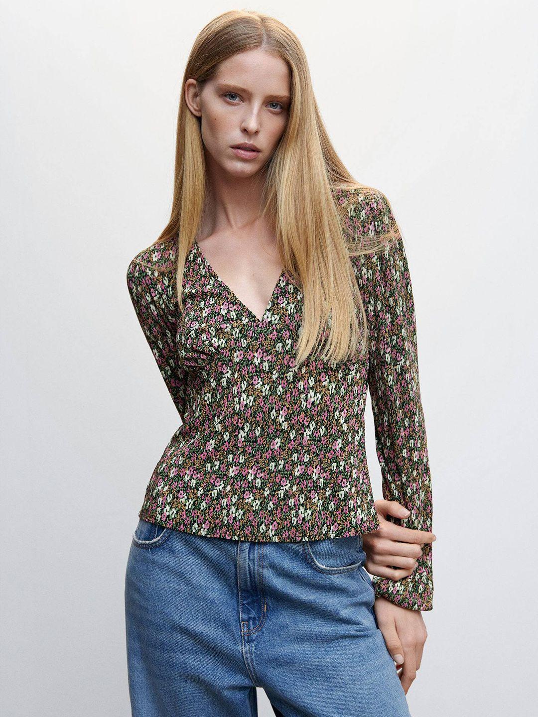 mango floral print empire top