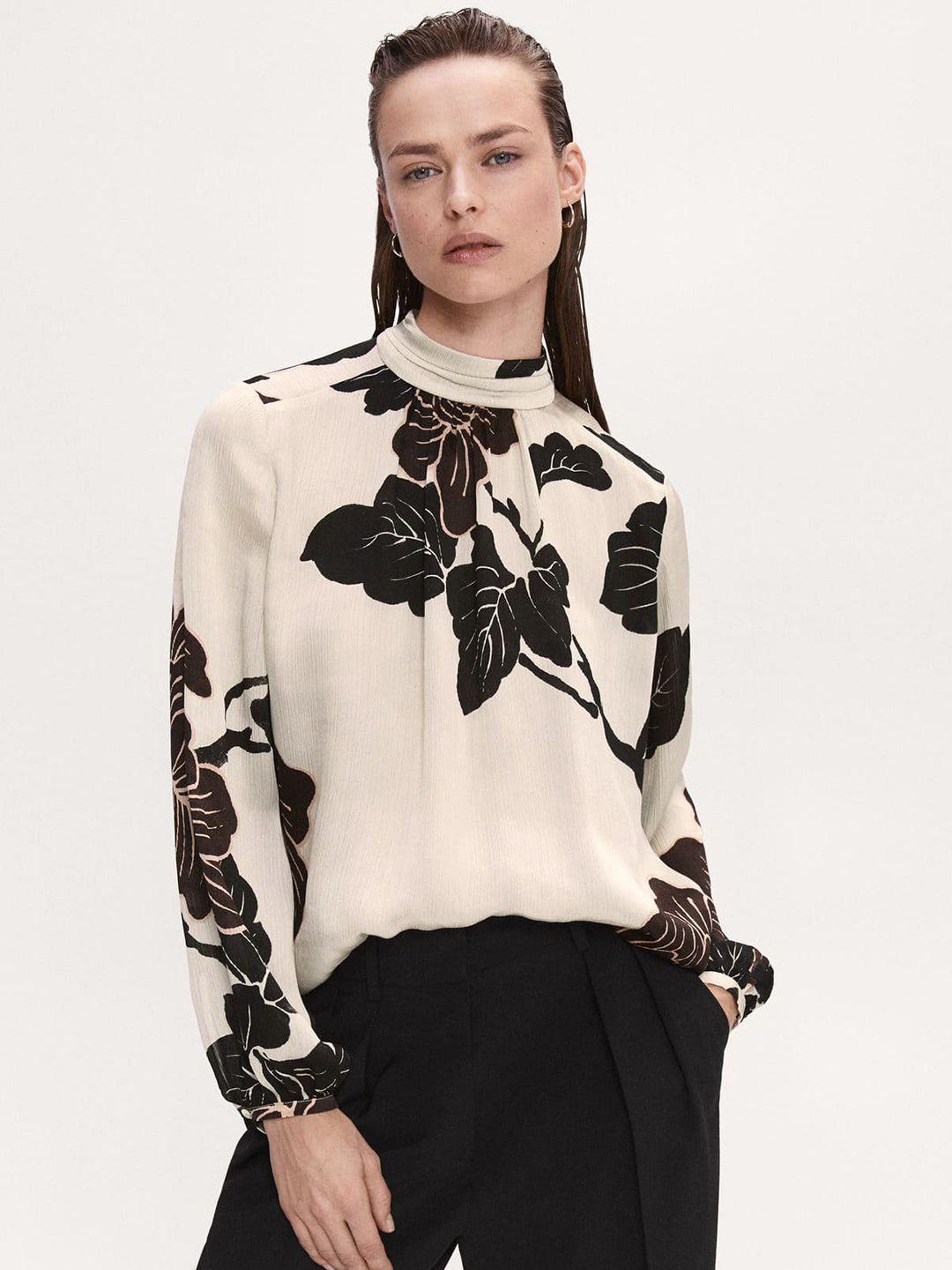 mango floral print high neck top