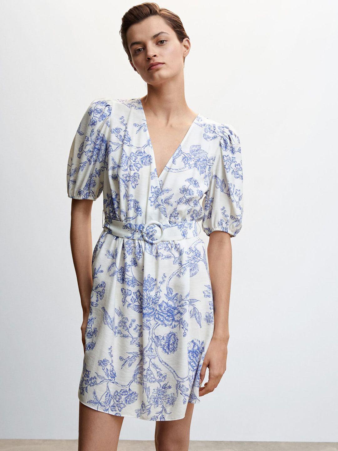 mango floral print puff sleeve dress