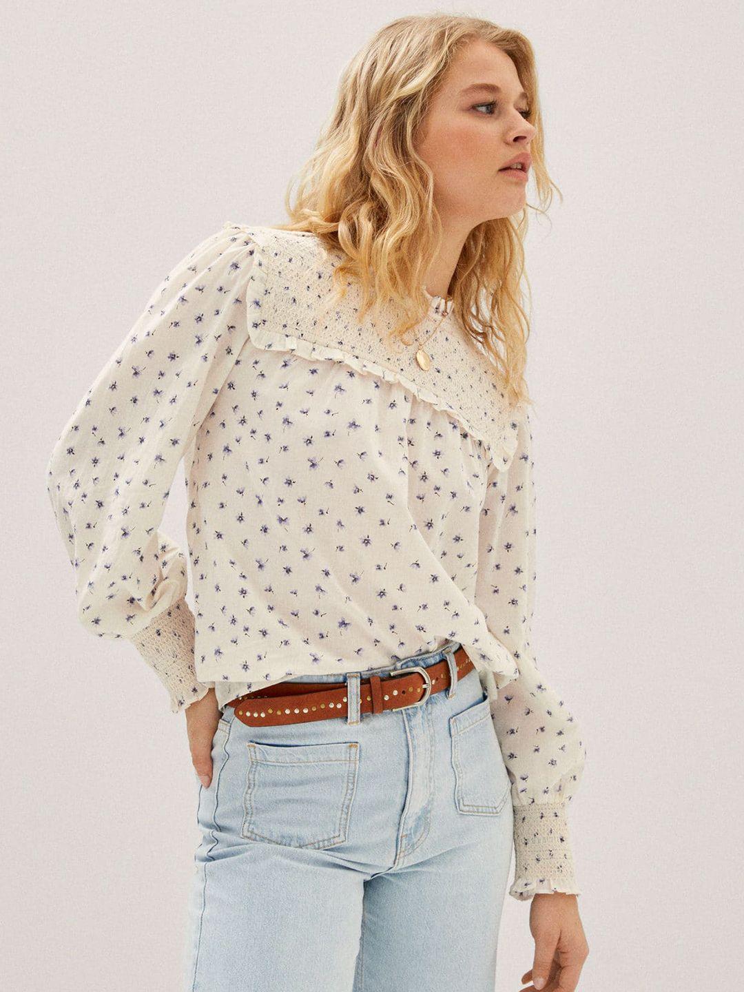 mango floral print pure cotton top