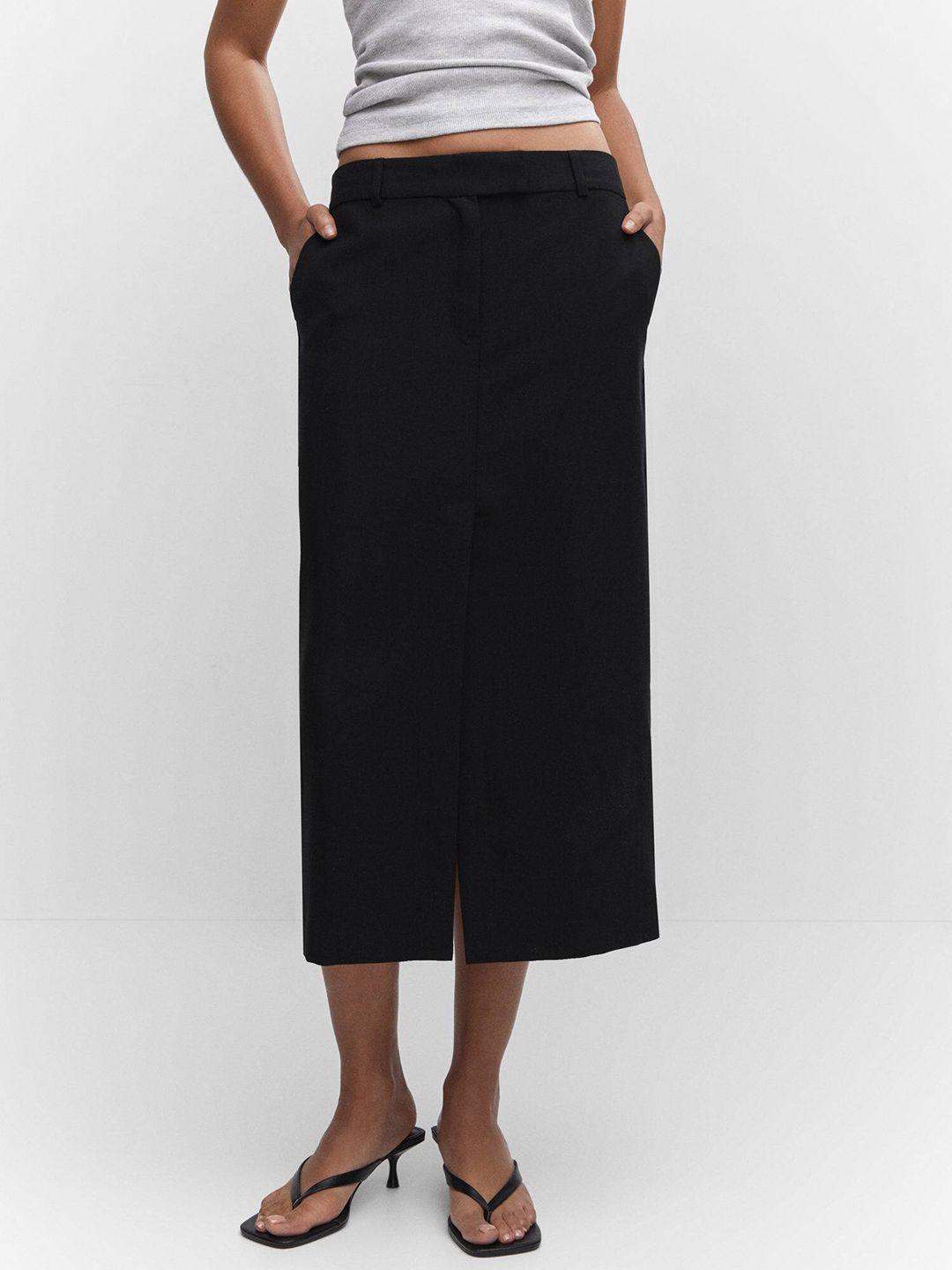 mango front slit straight midi skirt