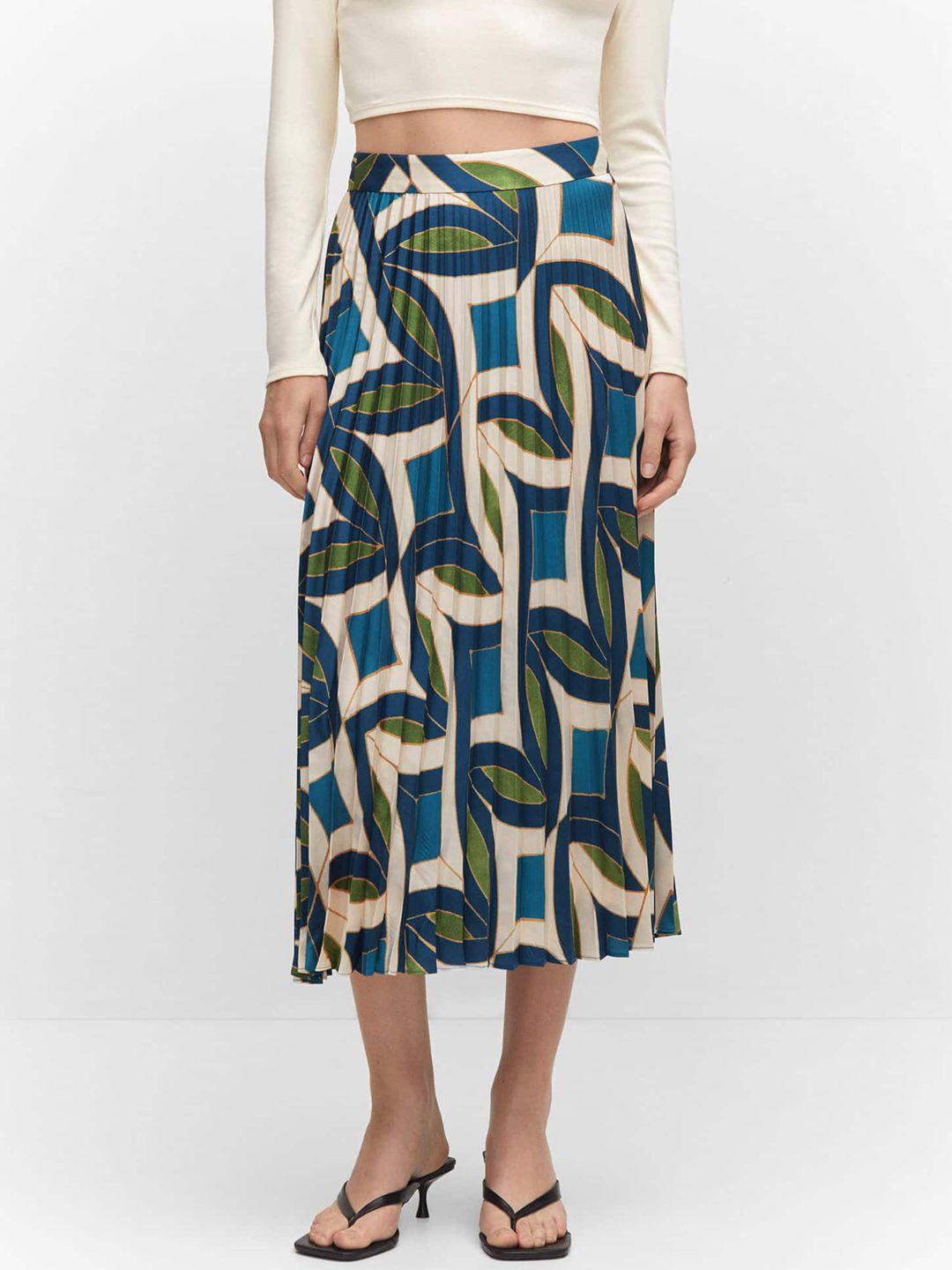 mango geometric printed accordion pleated midi skirt