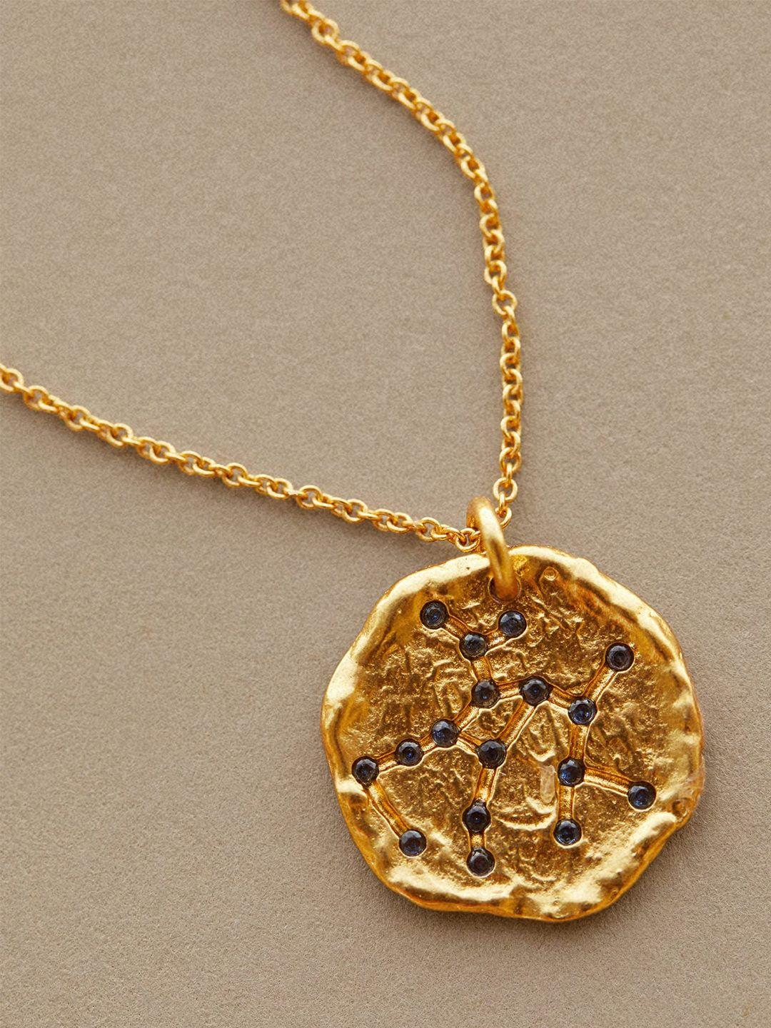 mango gold-toned & navy blue stone-studded sagittarius necklace