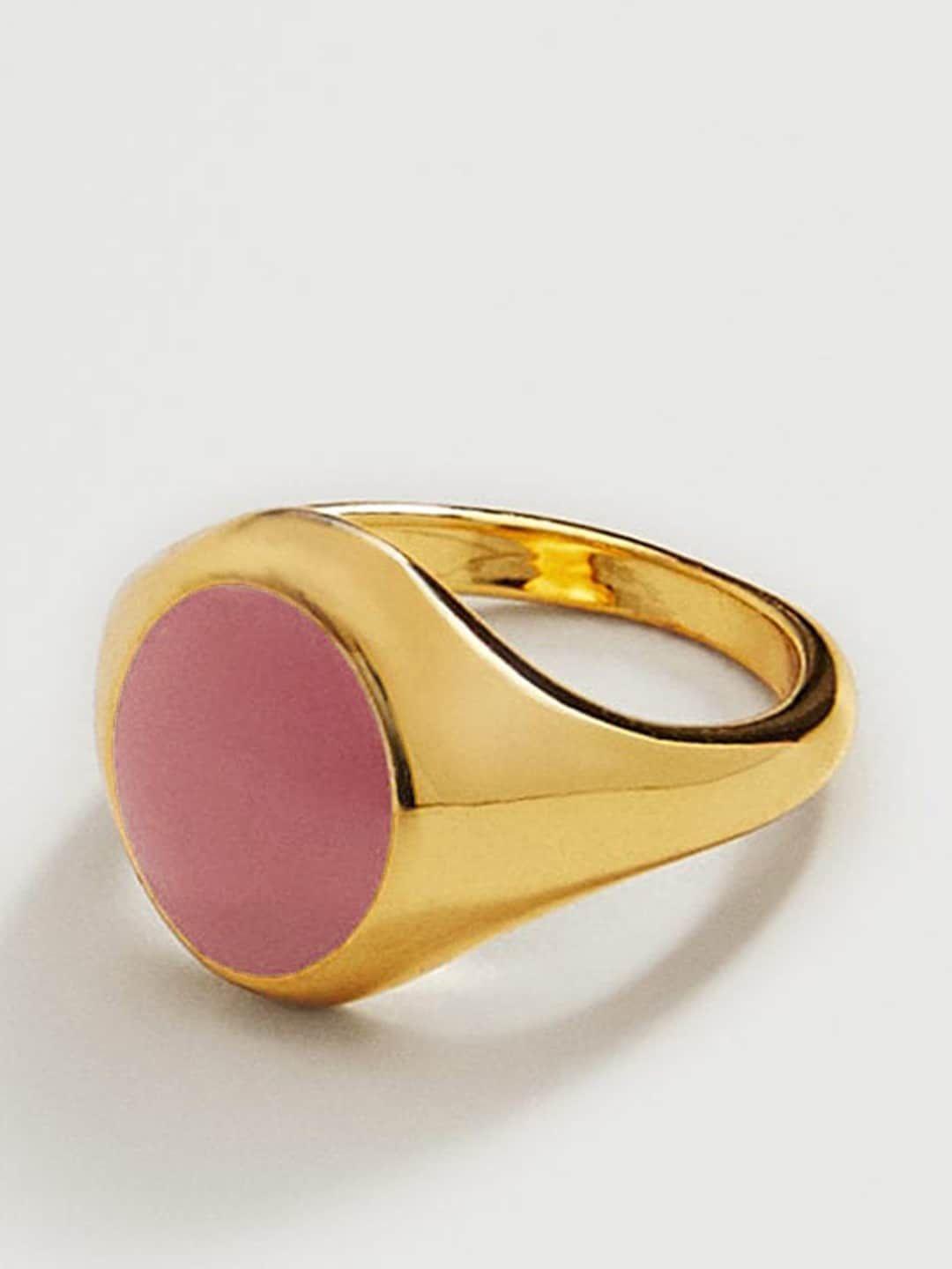 mango gold-toned & pink enamelled little finger ring