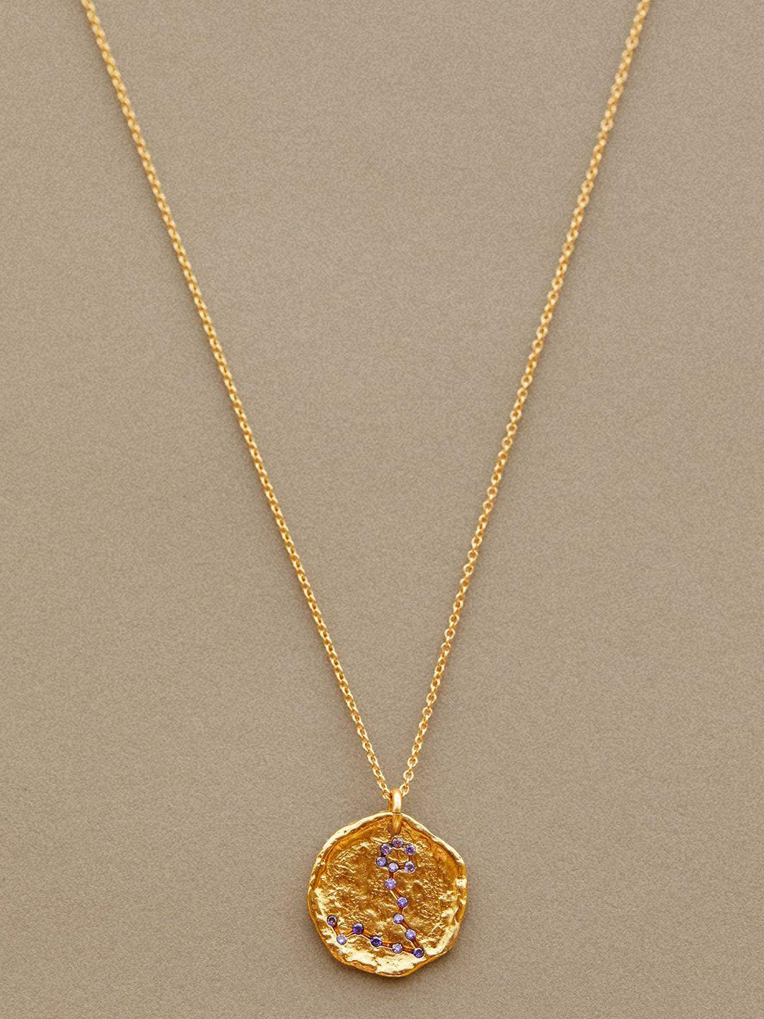 mango gold-toned & purple stone-studded pisces necklace