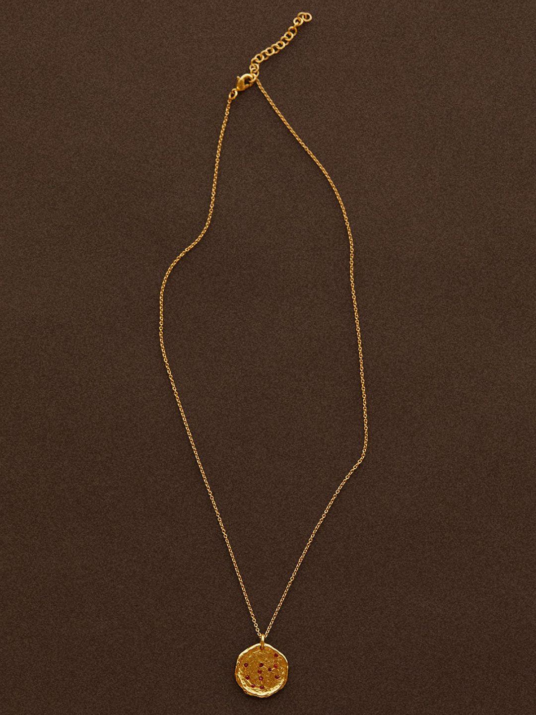 mango gold-toned & red stone-studded scorpio necklace
