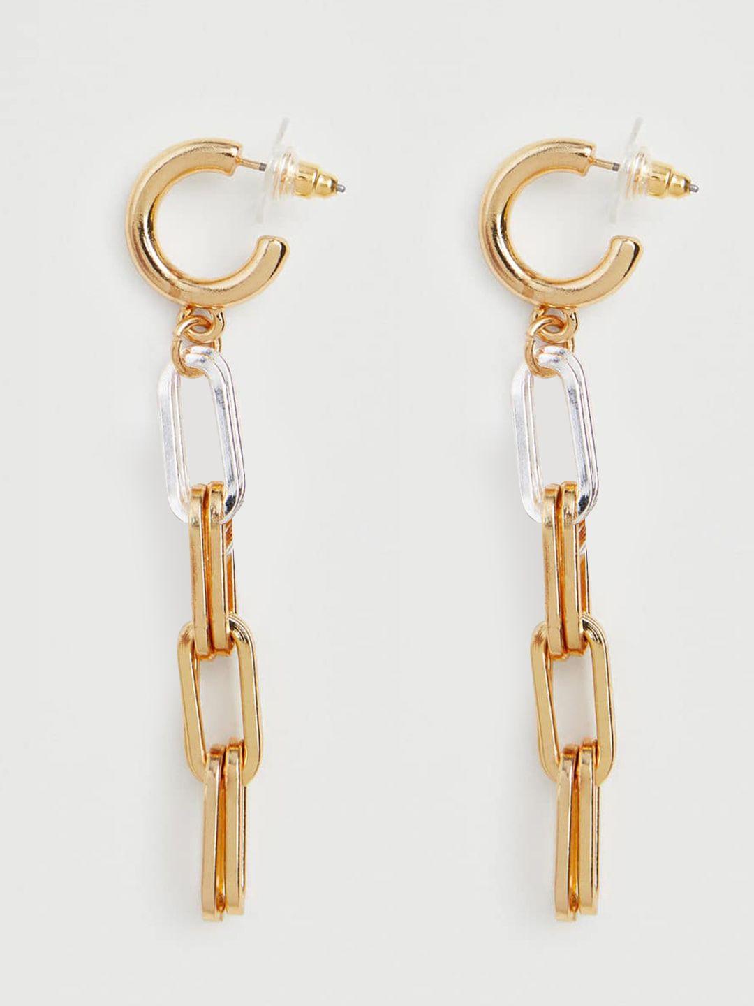 mango gold-toned & silver-toned link chain drop earrings