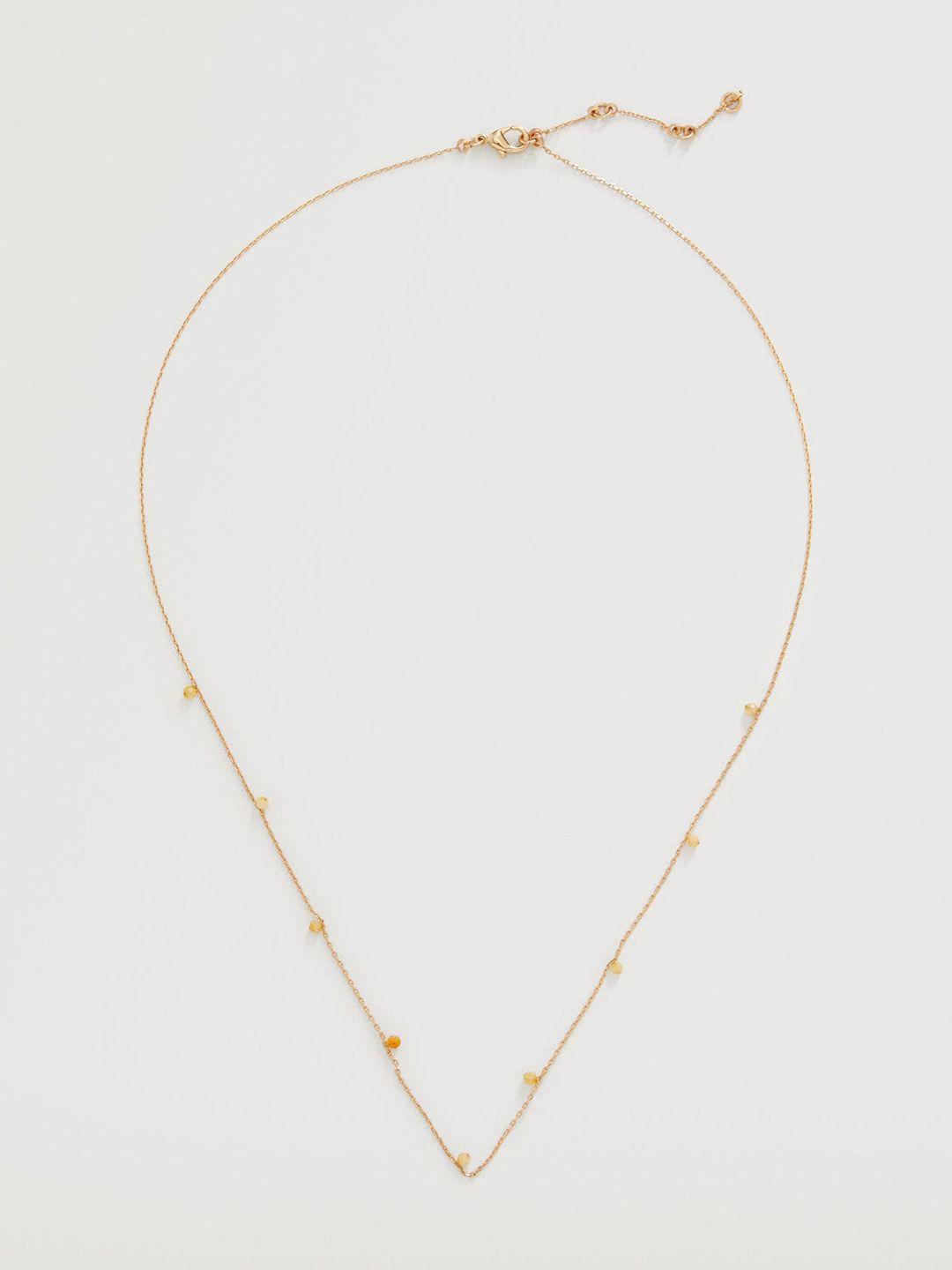 mango gold-toned & yellow beaded necklace