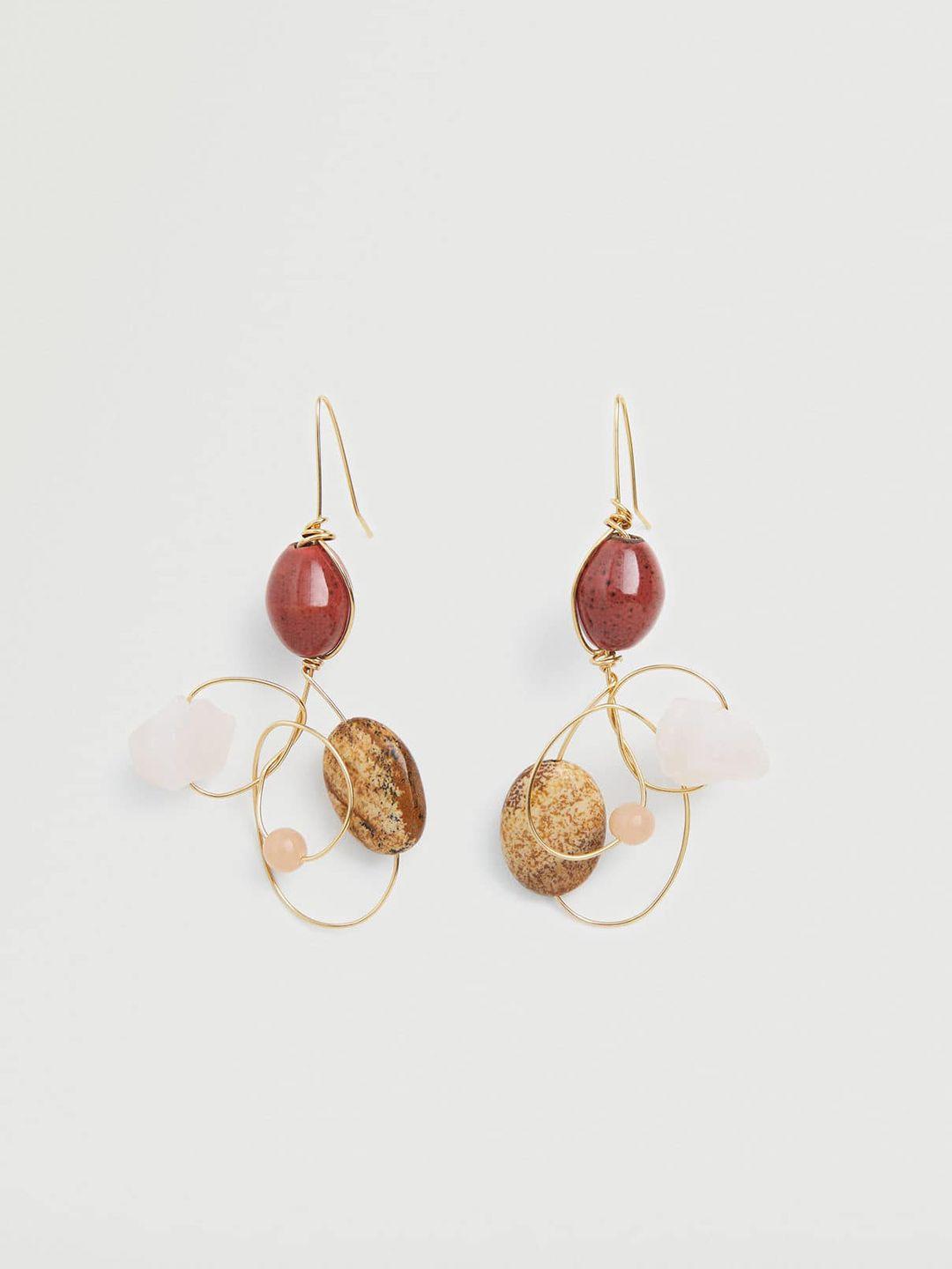 mango gold-toned asymmetric drop earrings