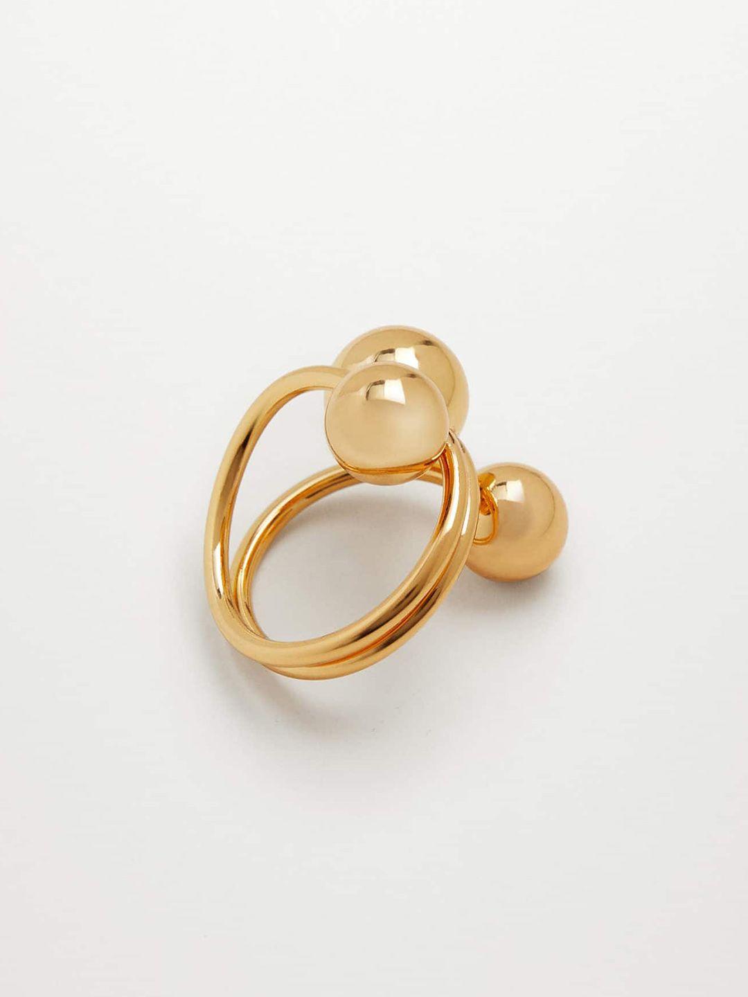 mango gold-toned solid finger ring