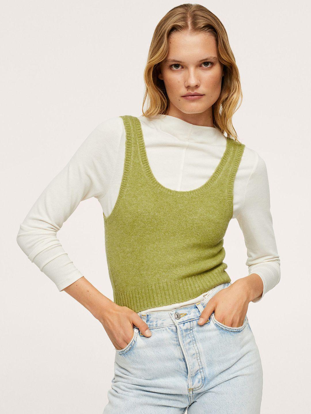 mango green solid winter top