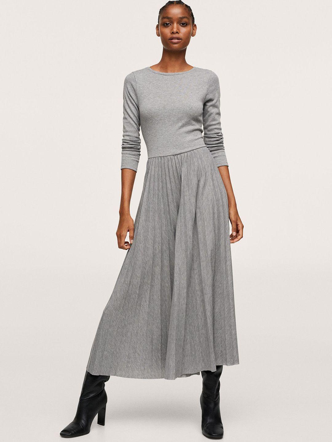 mango grey melange solid maxi dress