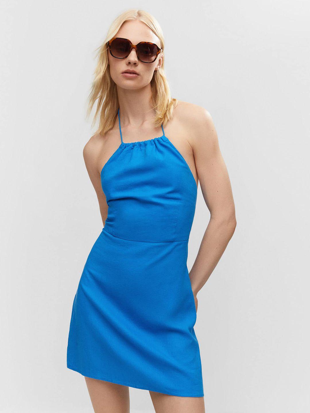 mango halter neck sheath mini dress