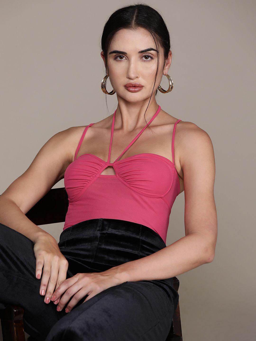 mango halter neck sheer top