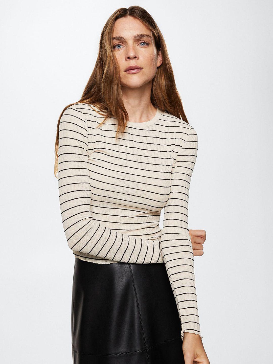 mango high neck striped sustainable fitted top