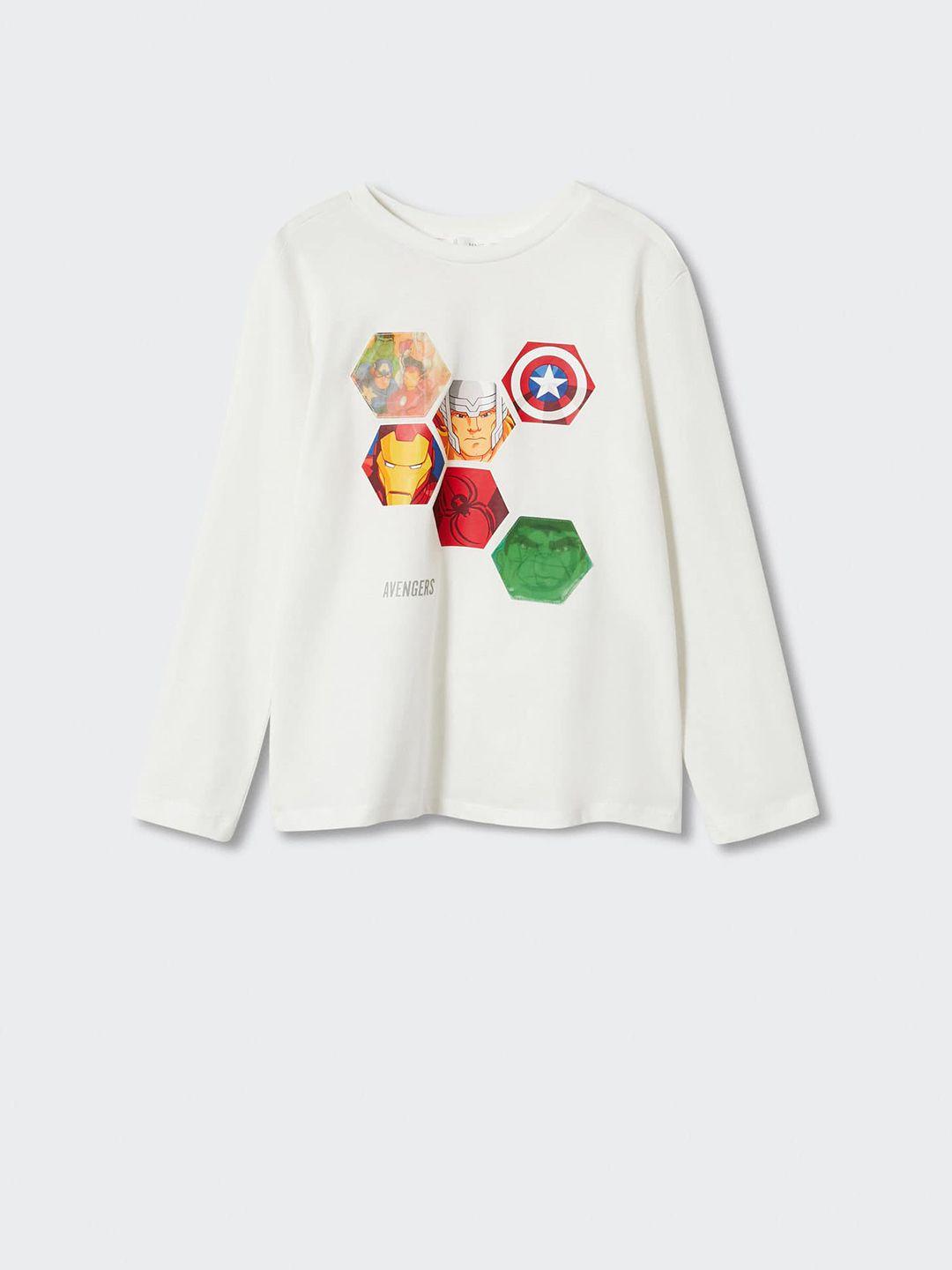 mango kids boys avengers printed pure cotton sustainable t-shirt