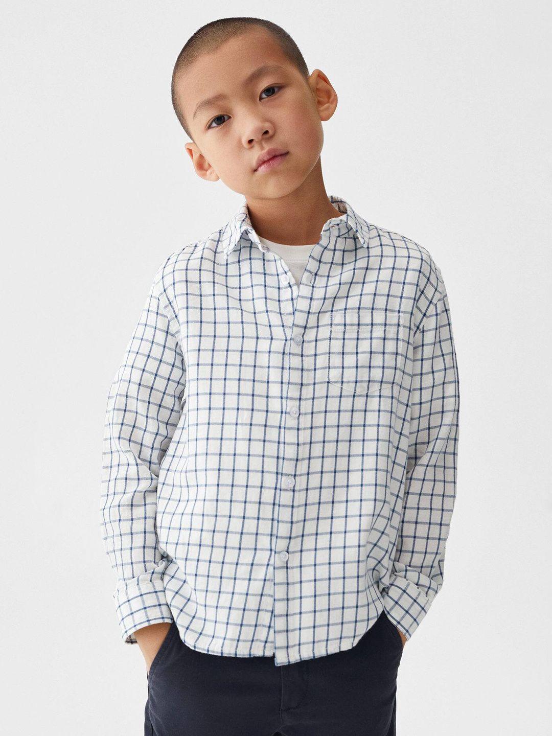 mango kids boys checked pure cotton casual shirt