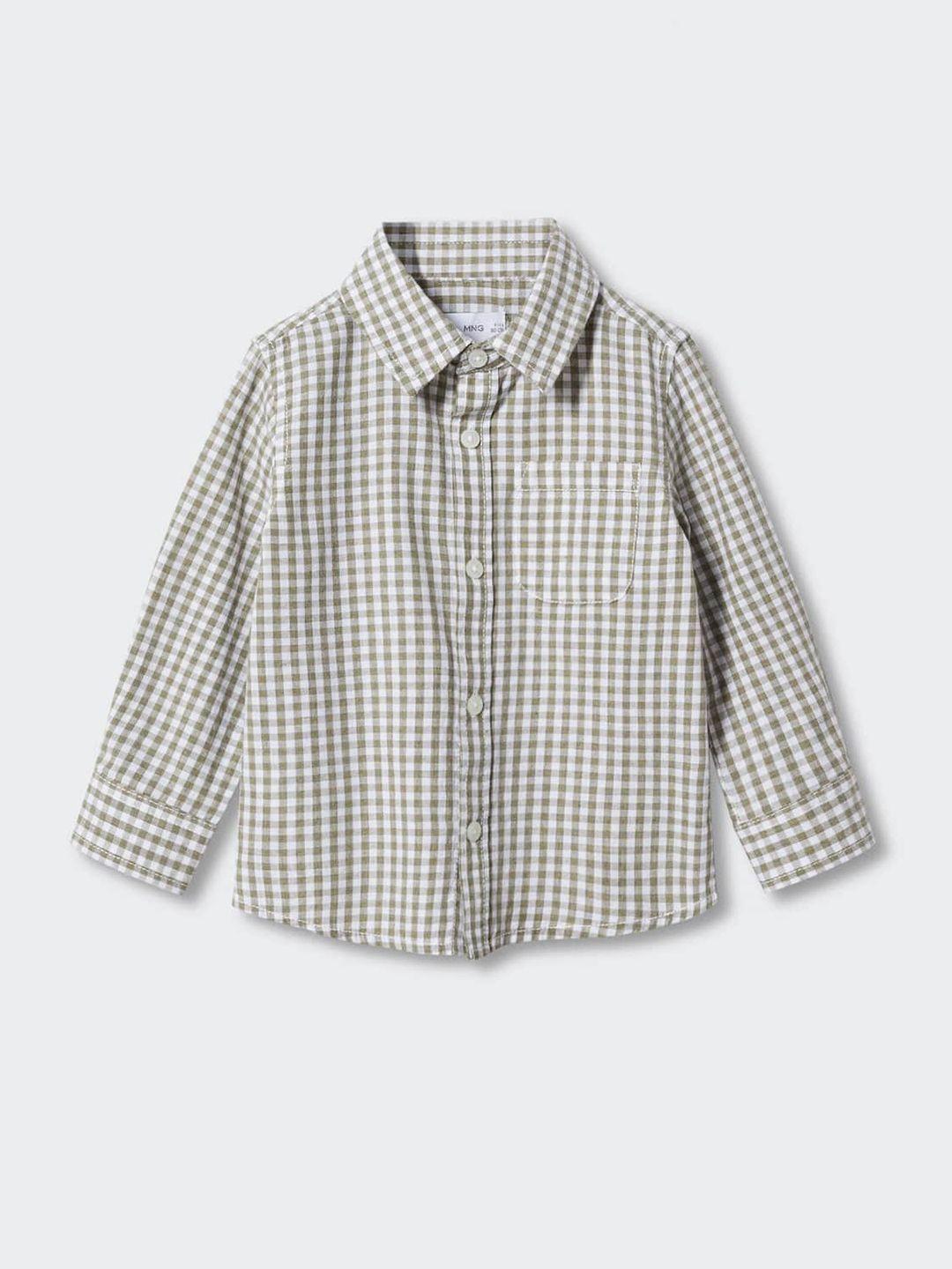 mango kids boys pure cotton sustainable gingham checked casual shirt