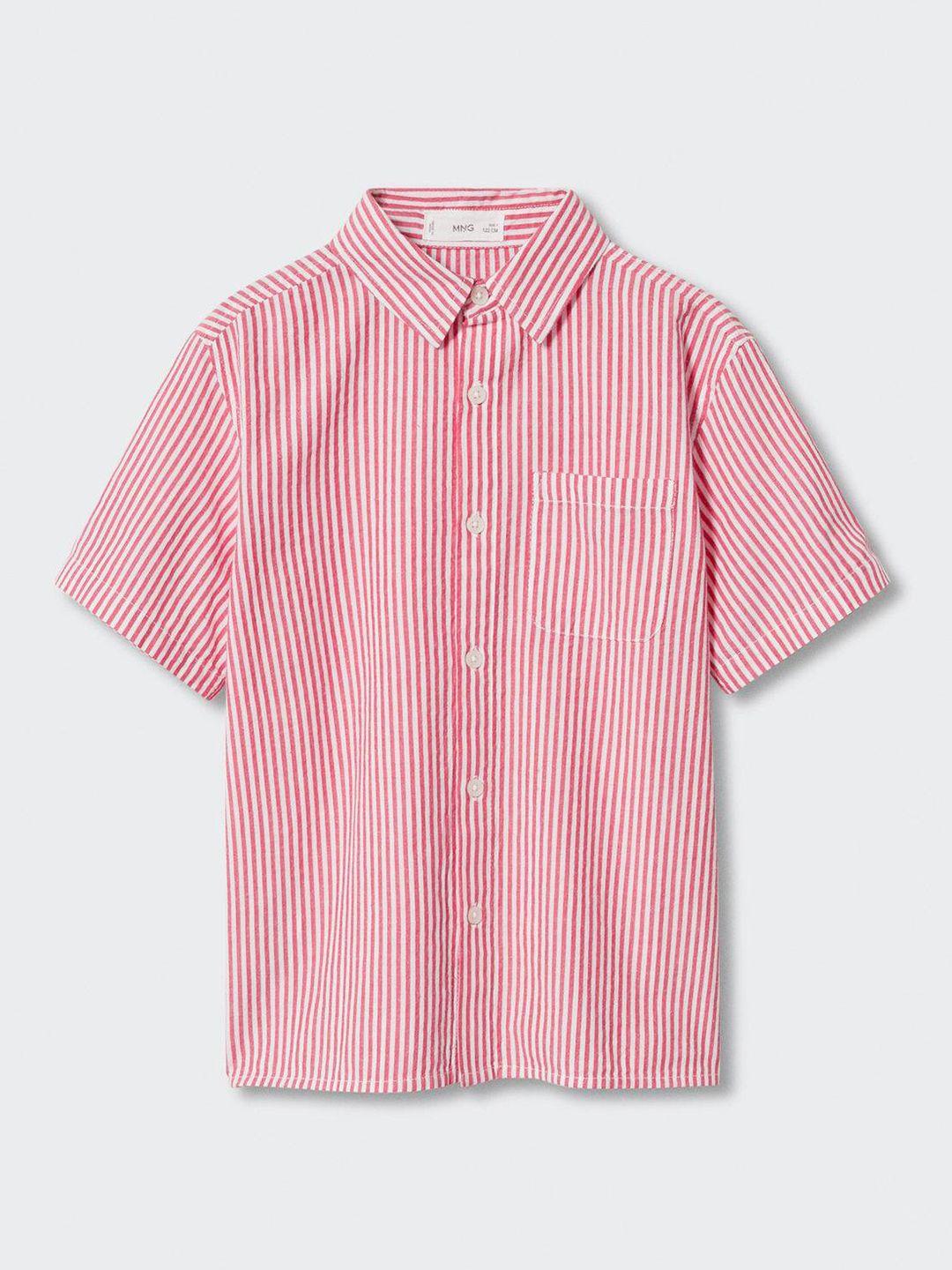 mango kids boys striped sustainable pure cotton casual shirt