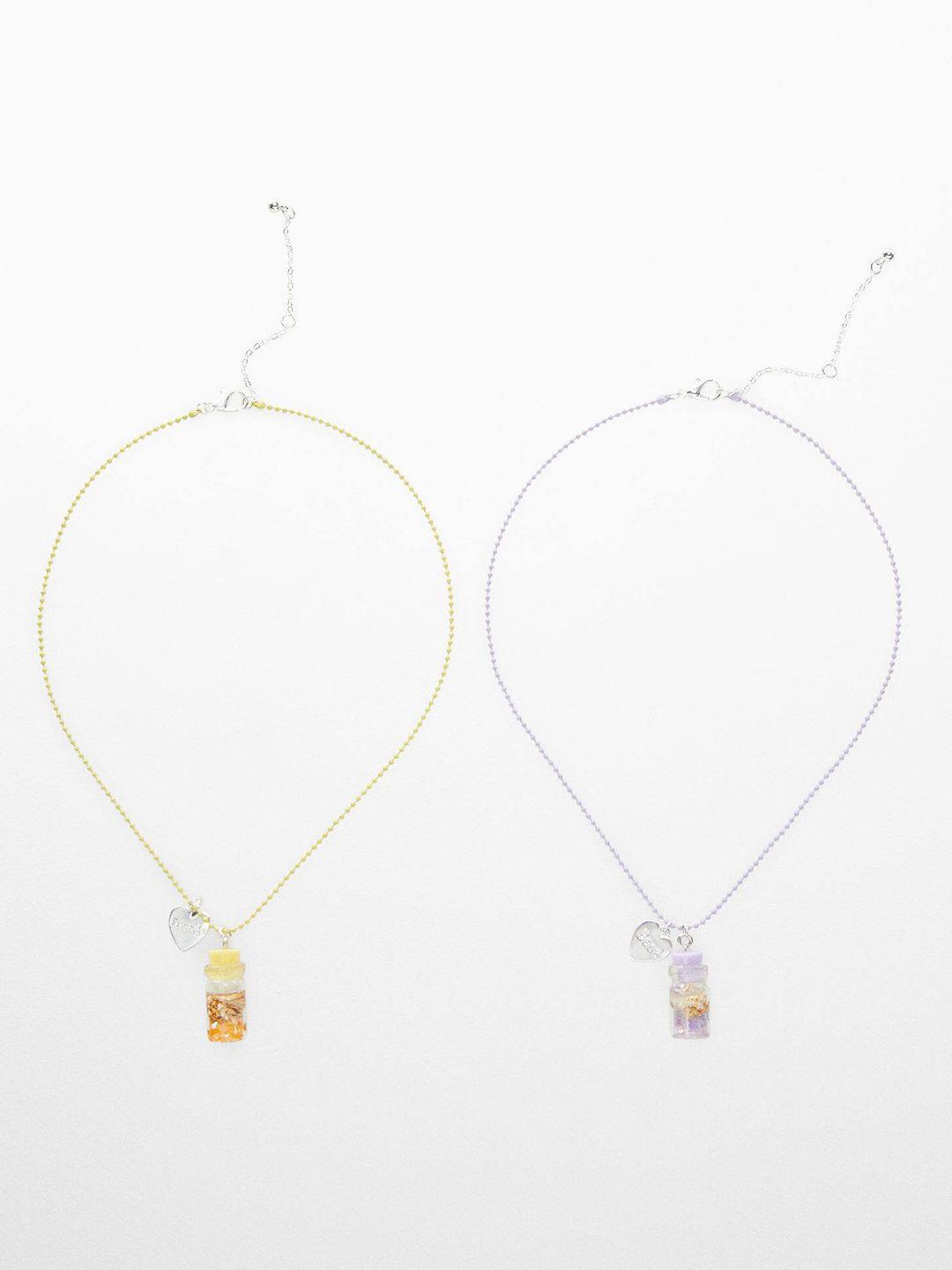 mango kids girls set of 2 necklace with bottle charm