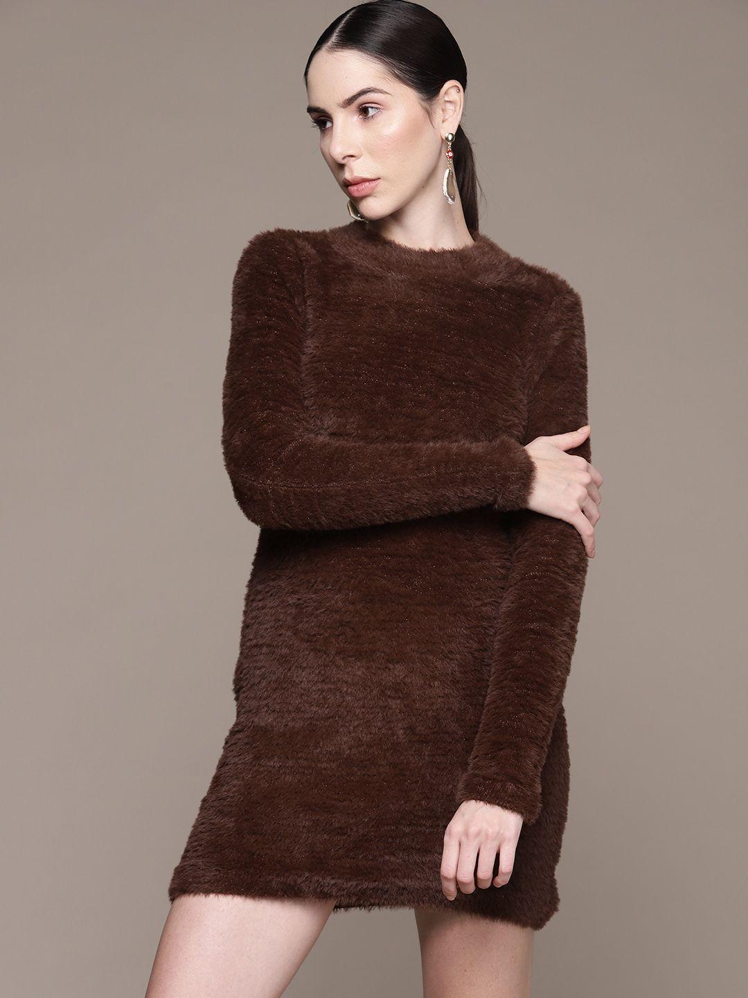 mango knitted sweater dress with faux fur effect