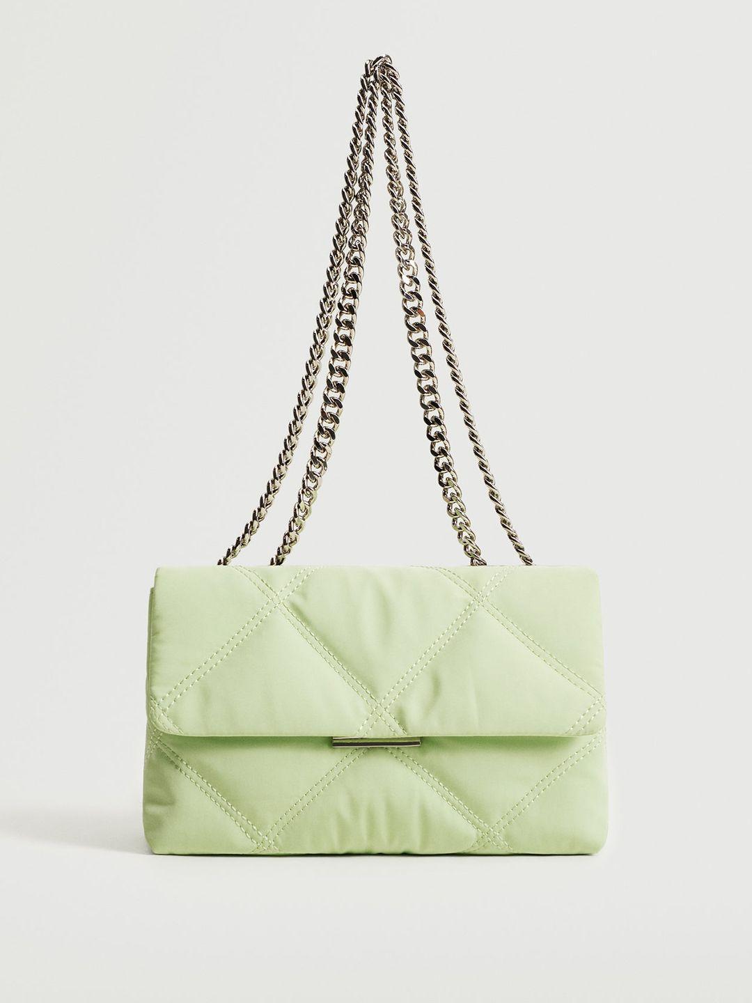 mango lime green structured quilted sling bag