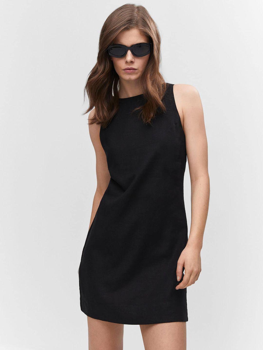 mango linen blend sheath mini dress