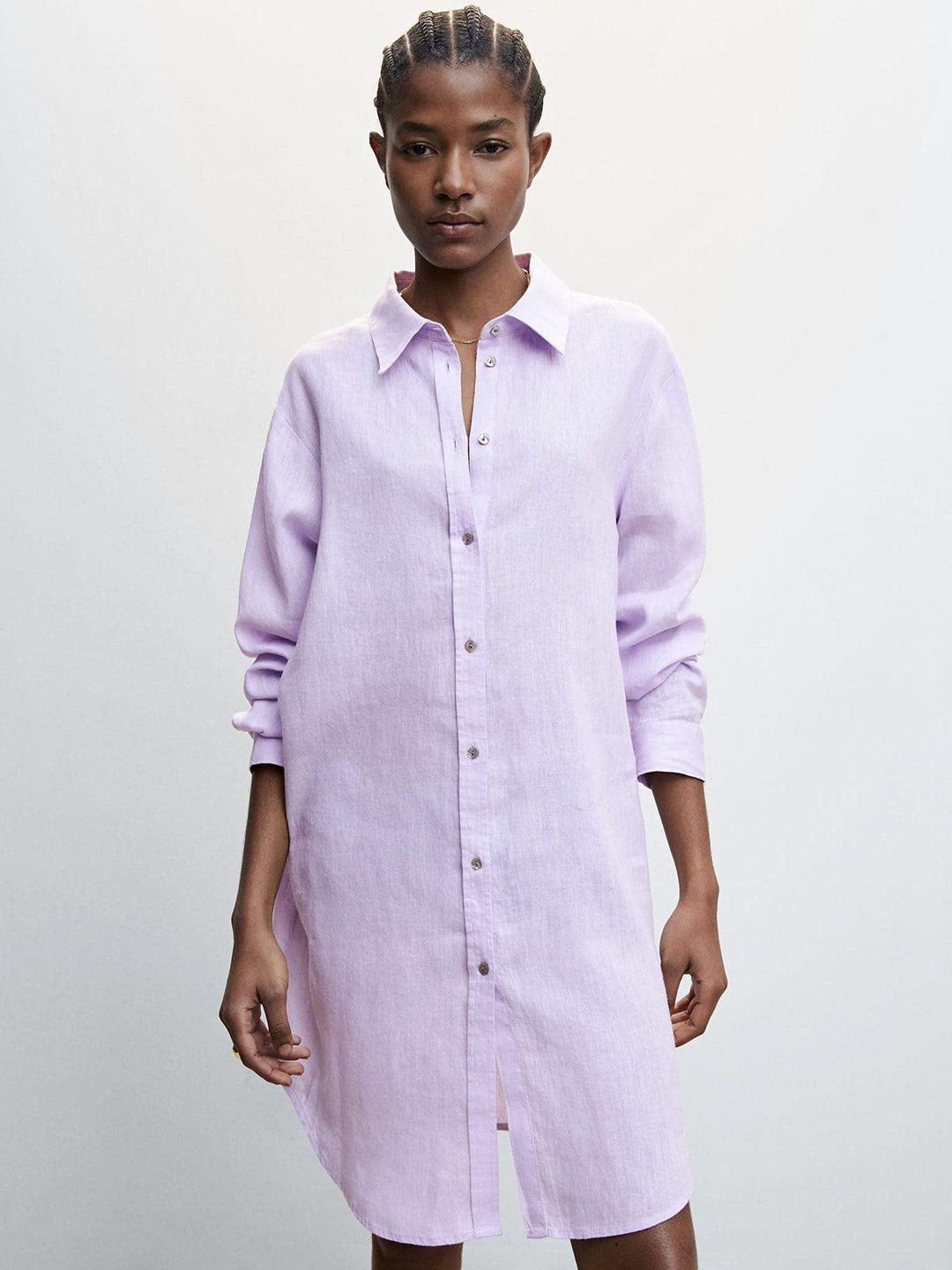 mango linen shirt style midi dress