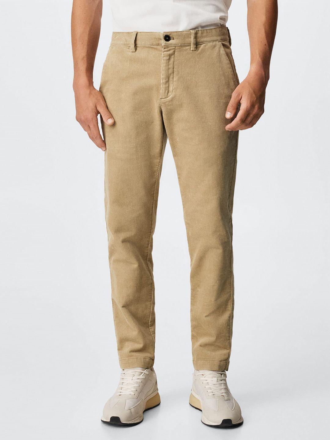 mango man beige tapered fit corduroy sustainable trousers