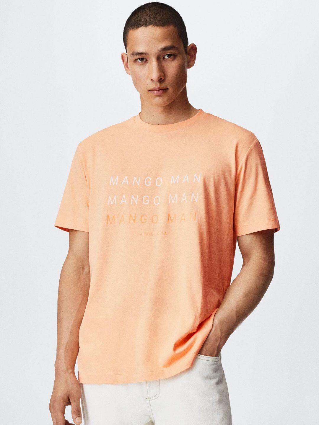 mango man brand logo printed pure cotton t-shirt