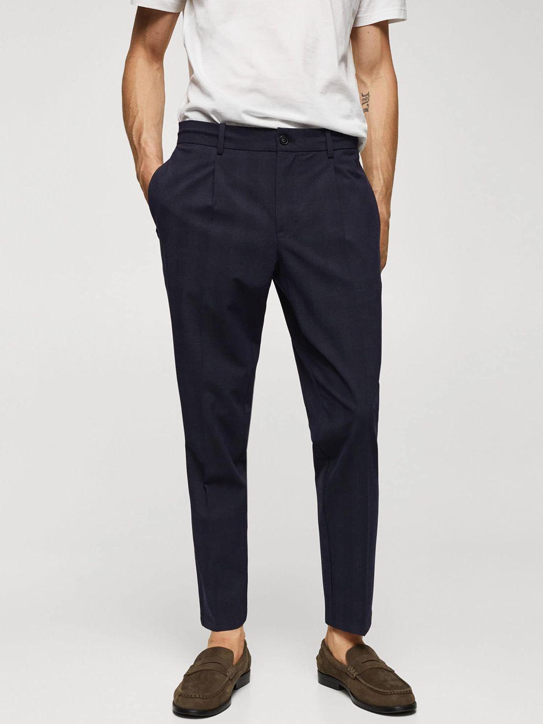 mango man checked slim fit trousers