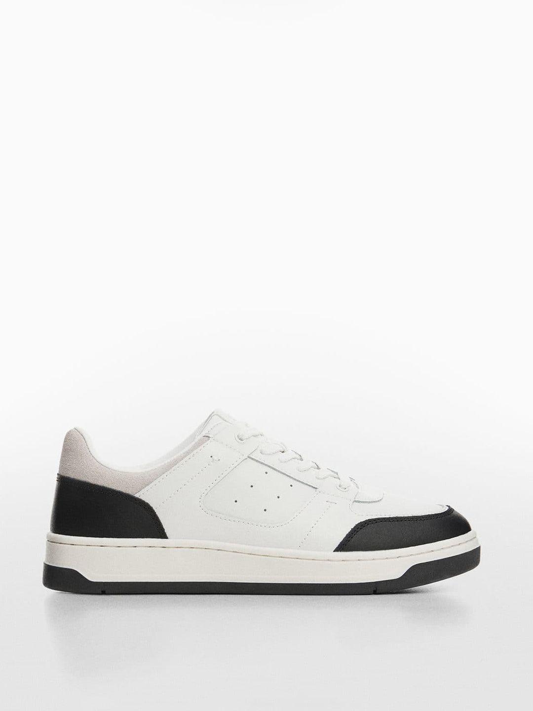 mango man colourblocked round-toe sneakers with perforated detail