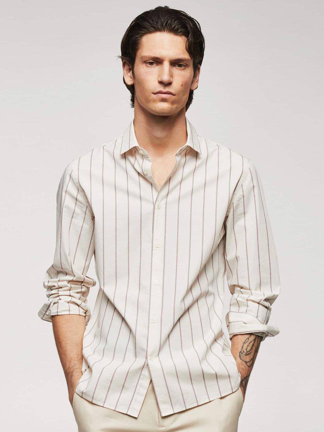 mango man cotton striped casual shirt