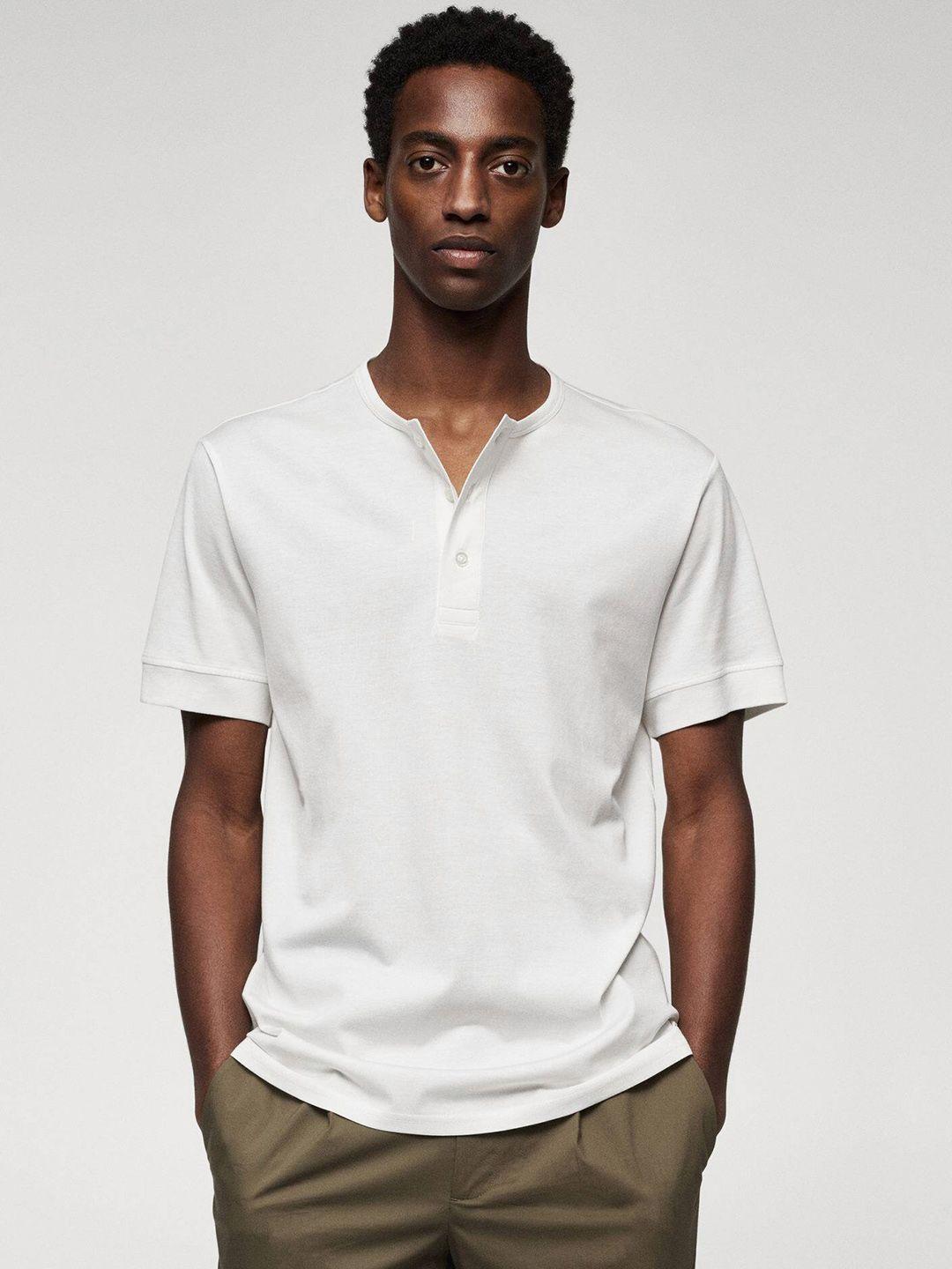 mango man henley neck sustainable cotton t-shirt