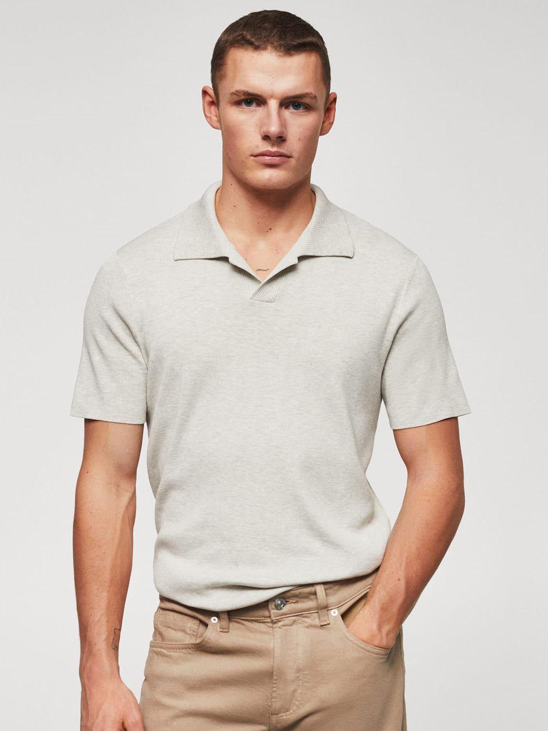 mango man knitted polo collar t-shirt