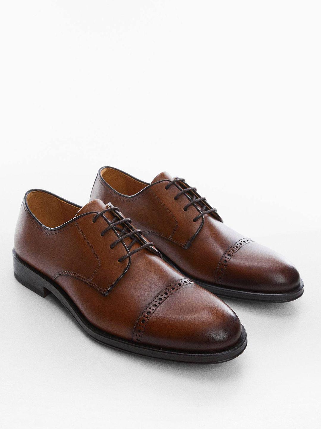 mango man leather derbys with brogue detail