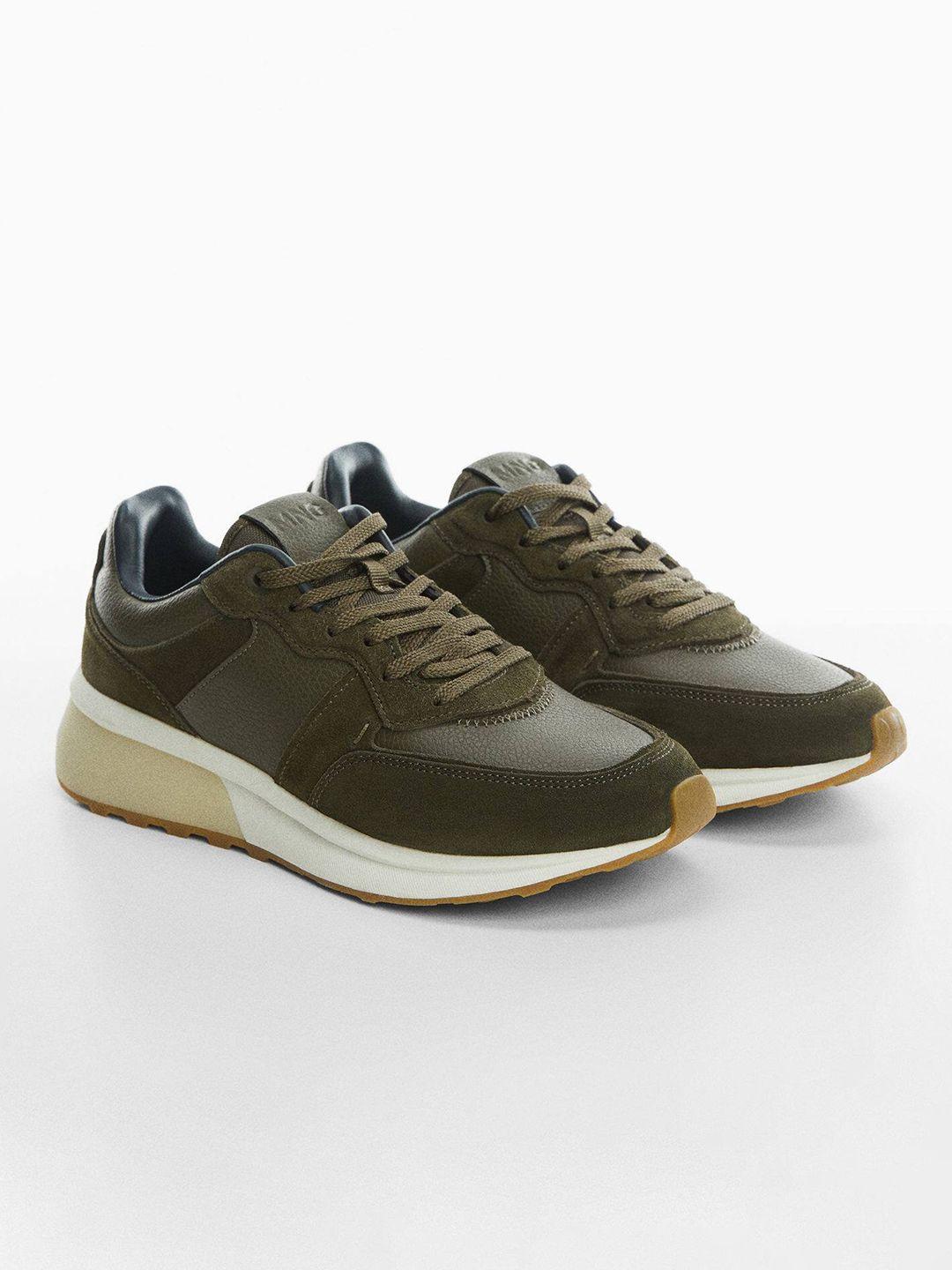 mango man leather detail sneakers