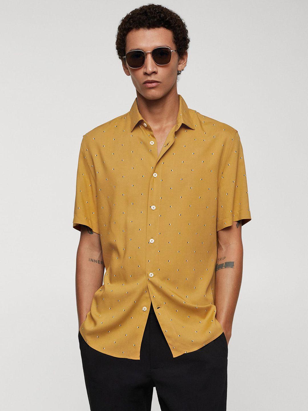 mango man micro ditsy print casual shirt