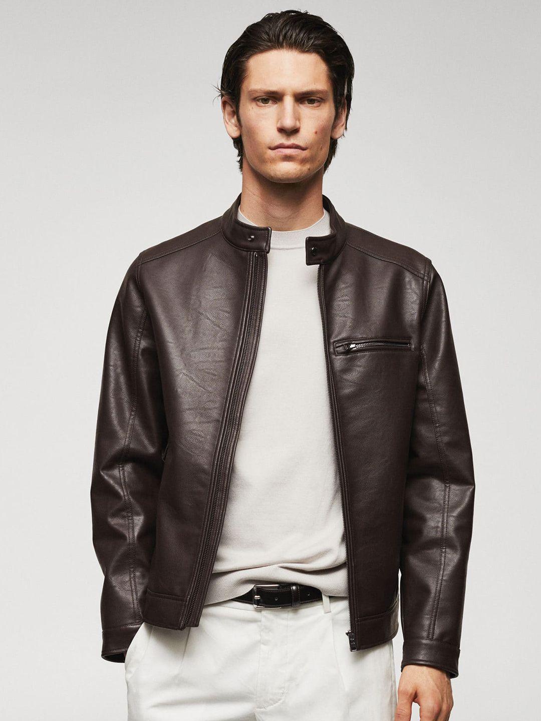 mango man nappa leather effect biker jacket