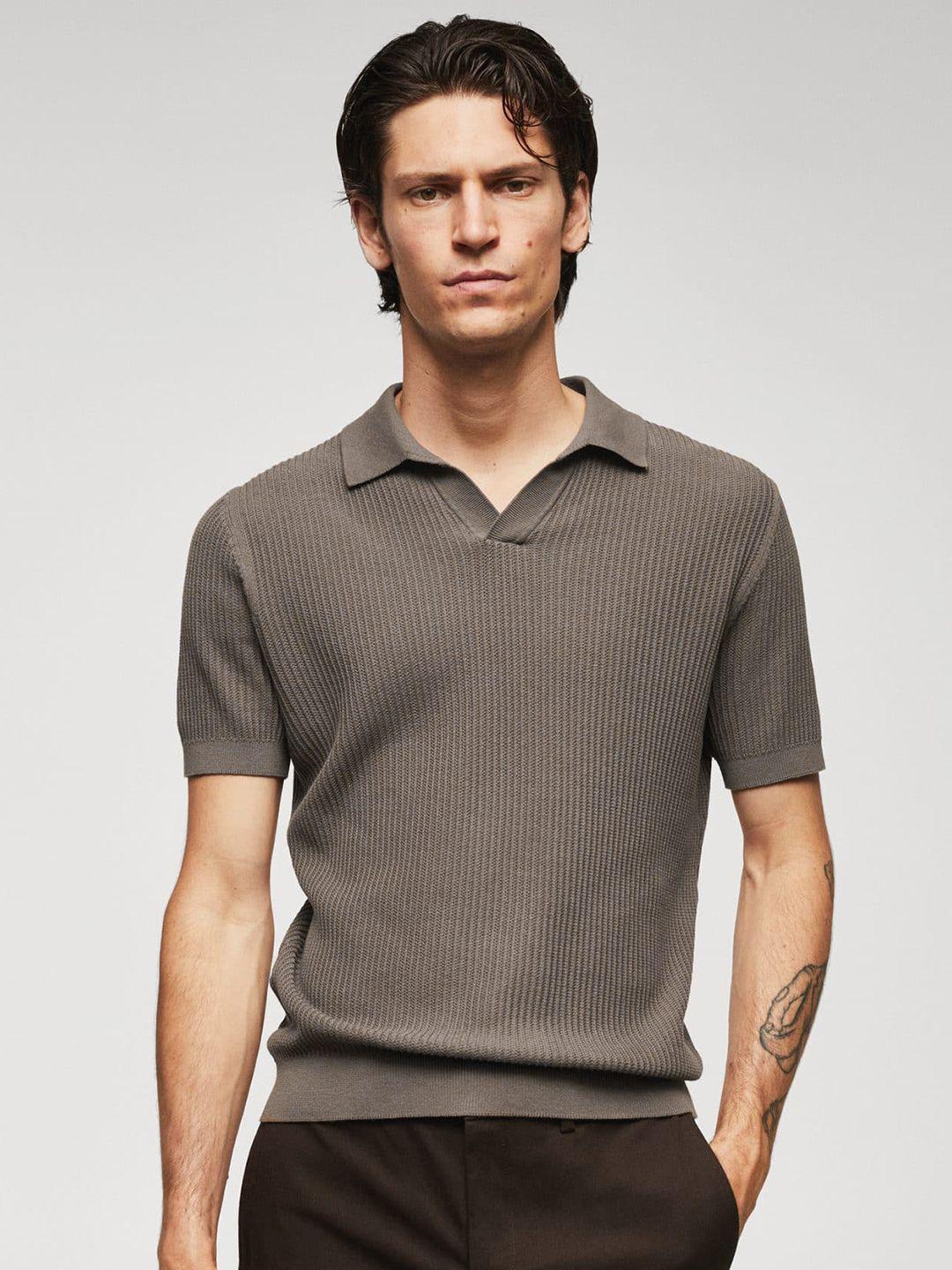 mango man polo collar pure cotton t-shirt